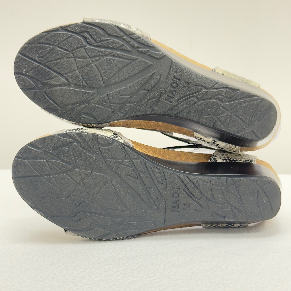 Naot Fiona Snakeskin Wedge Sandals Adjustable Buckle Cork Footbed Size 36/5.5 - Picture 6 of 9